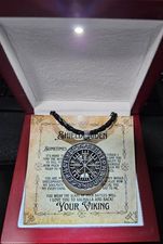 To My Shieldmaiden (Soulmate) - Viking Vegvisir / Compass Necklace with Black Cord