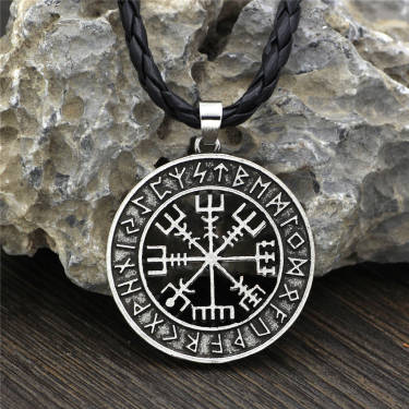 To My Shieldmaiden (Soulmate) - Viking Vegvisir / Compass Necklace with Black Cord