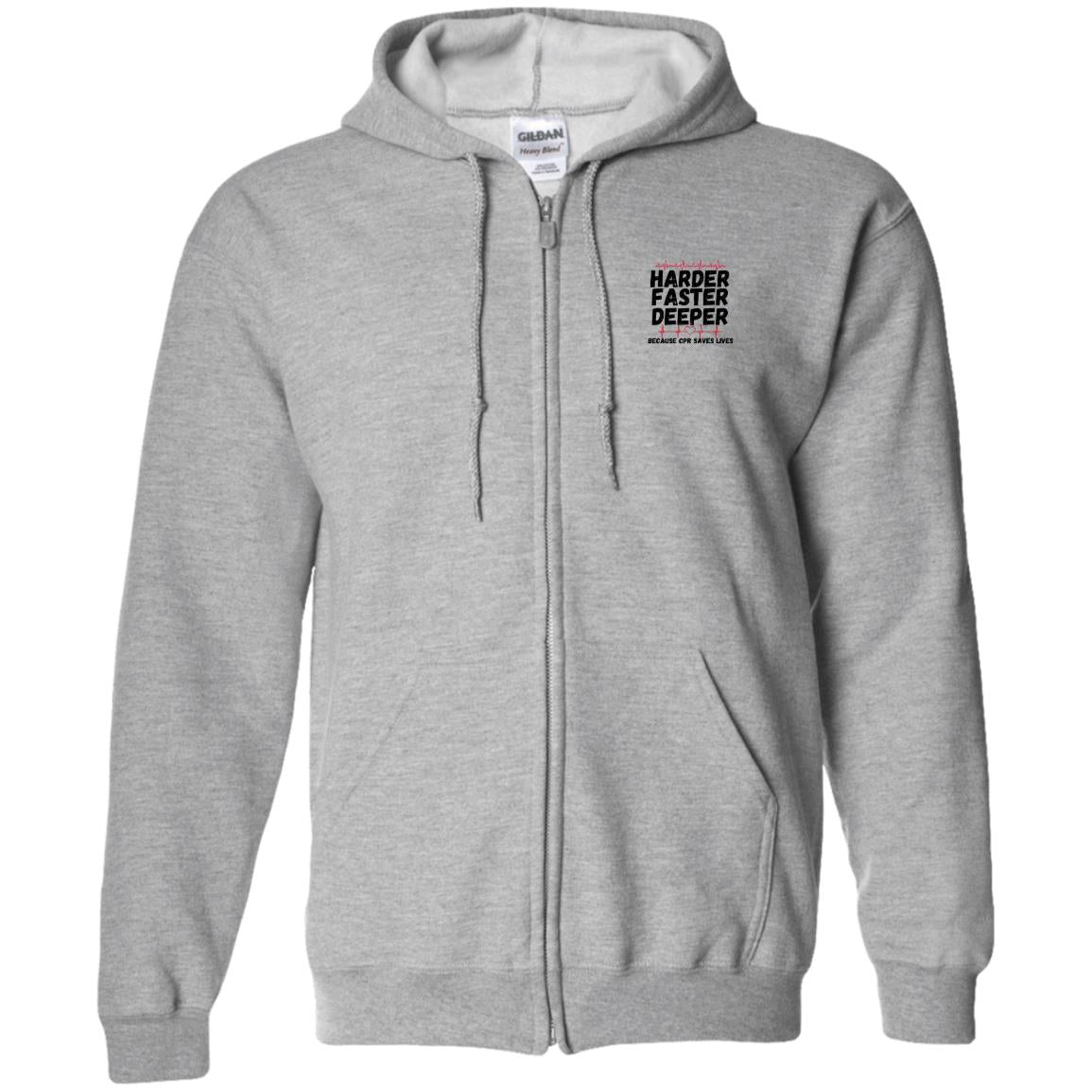 Harder / CPR Saves Lives (Medical / EMS / Doctor / Nurse / Healthcare) - Zip Up Hooded Sweatshirt