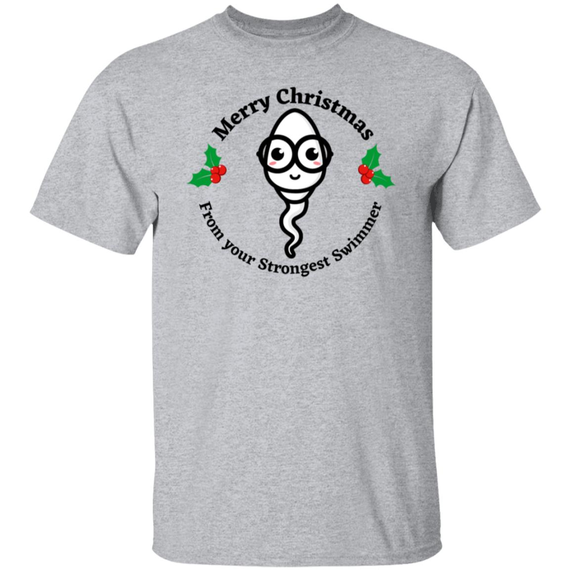 Merry Christmas From Your Strongest Swimmer (Glasses Sperm)G500 5.3 oz. T-Shirt