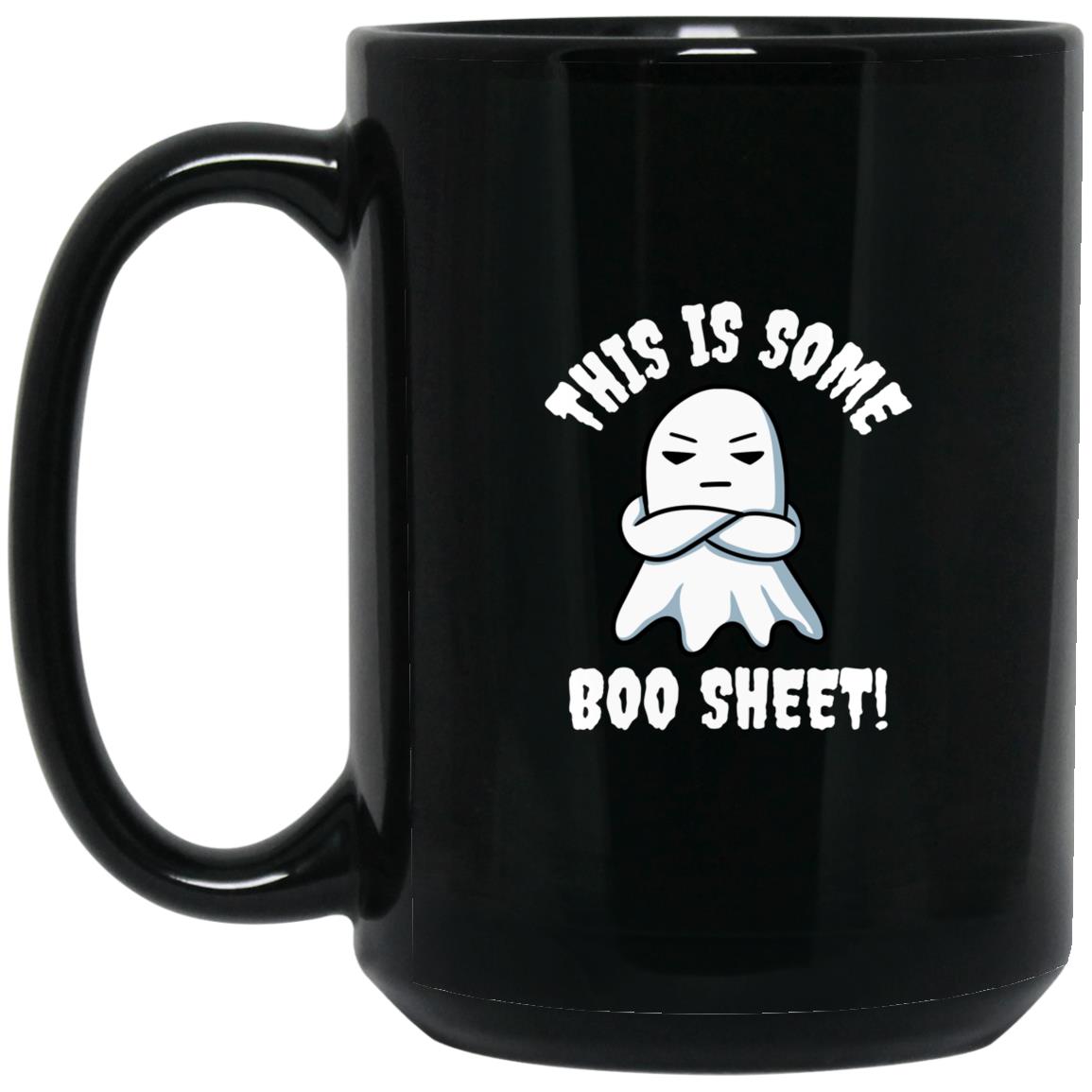 BOO SHEET (Halloween) - 15 oz. Black Mug