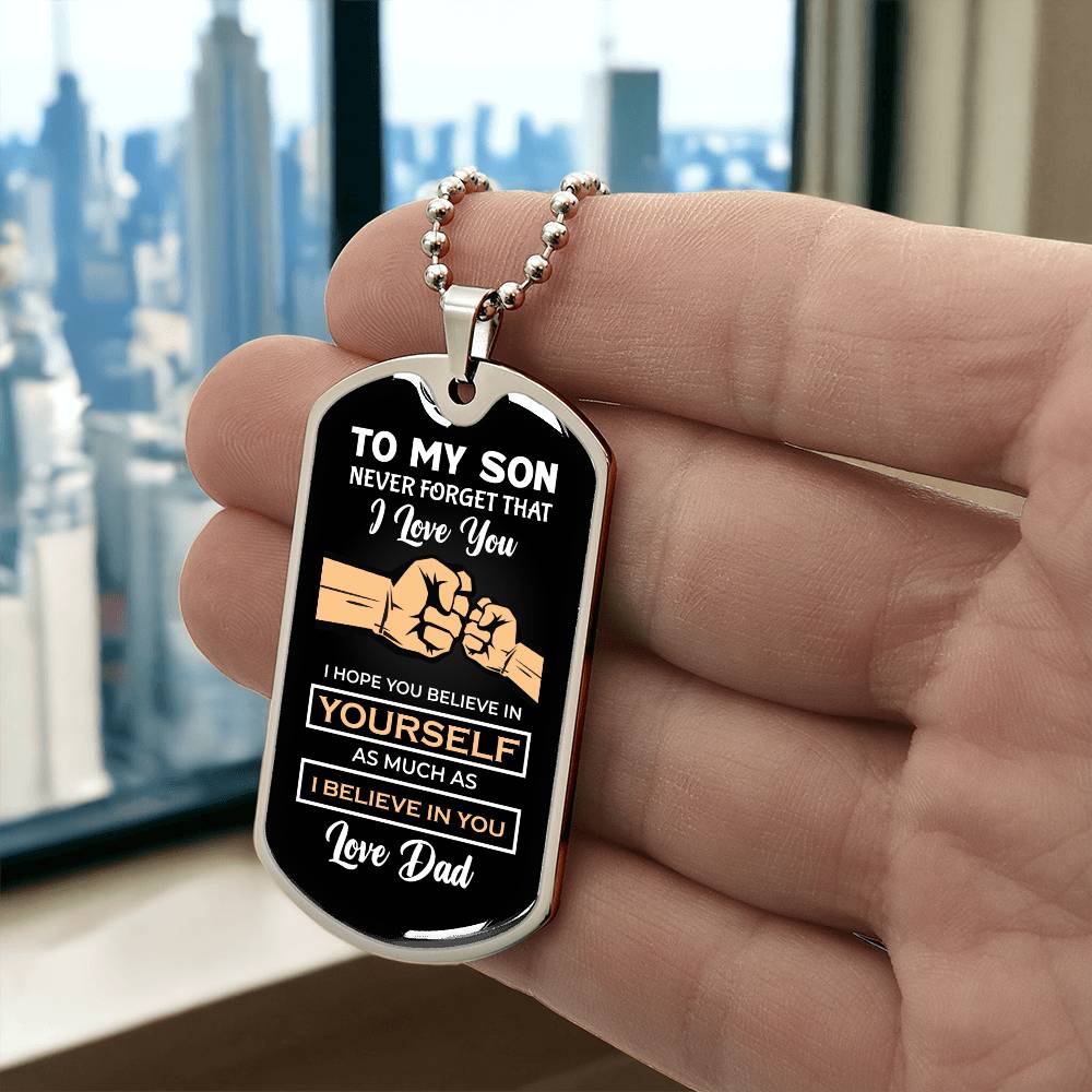 To Son From Dad (Fist Bump) - Dog Tag
