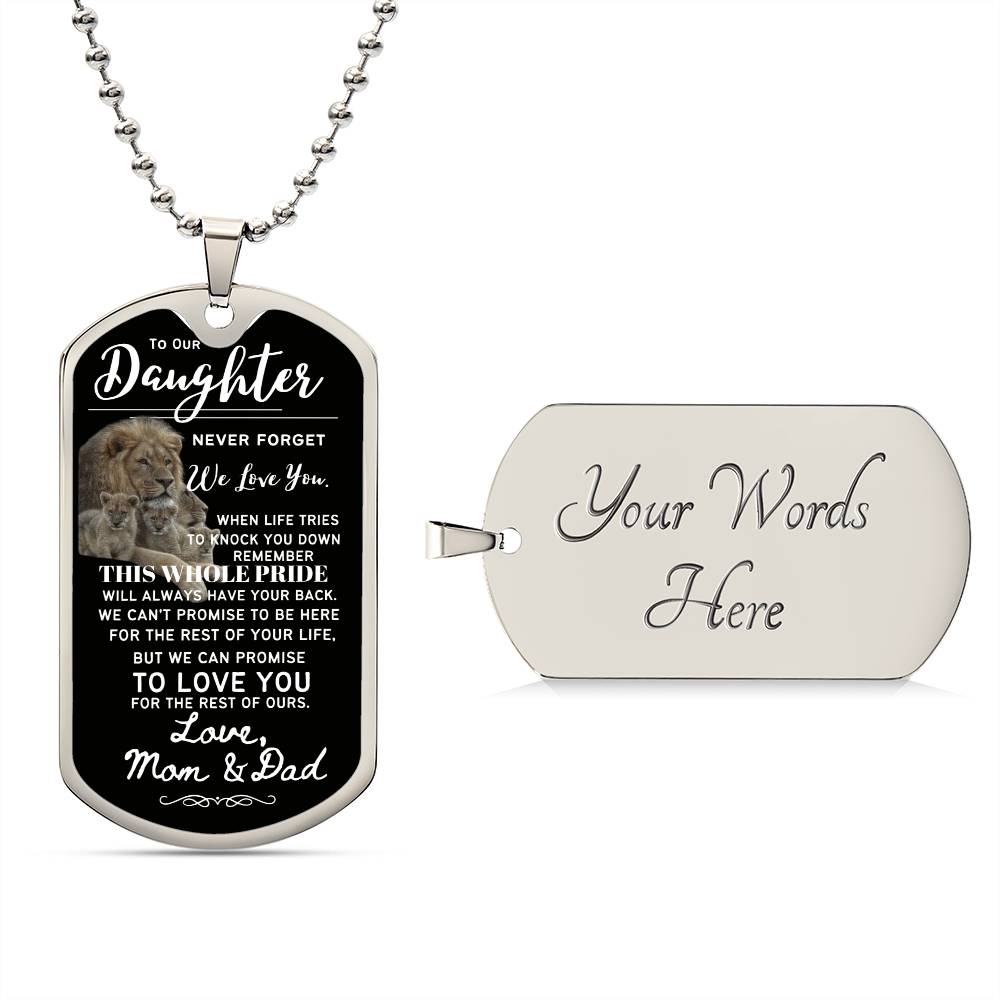 To our Daughter (This Whole Pride has your back) - Dog Tag Necklace