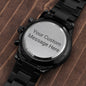 Customizable Engraved Black Chronograph Watch (Son, Father, Husband, Fiance, Boyfriend, Uncle, Son-in-law) - Upload your own design!