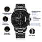Customizable Engraved Black Chronograph Watch (Son, Father, Husband, Fiance, Boyfriend, Uncle, Son-in-law) - Upload your own design!
