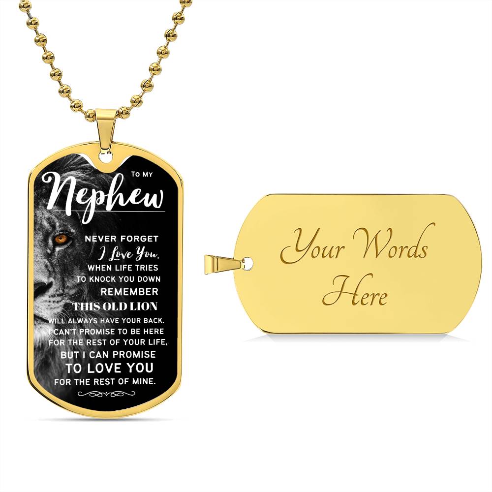 To My Nephew (This Old Lion) - Dog Tag Necklace