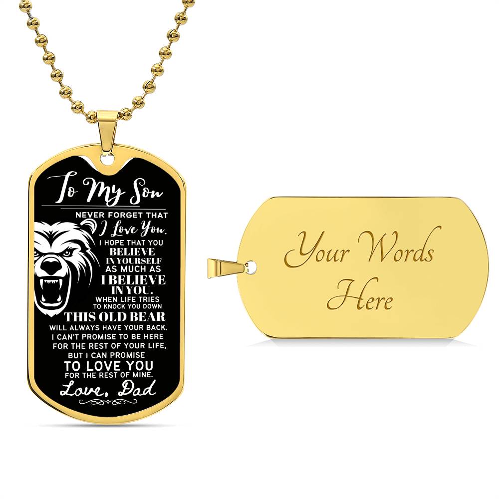 To My Son From Dad (This Old Bear) - Dog Chain Necklace
