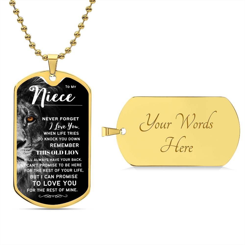 To My Niece (This Old Lion) - Dog Tag Necklace