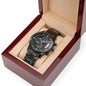 Customizable Engraved Black Chronograph Watch (Son, Father, Husband, Fiance, Boyfriend, Uncle, Son-in-law) - Upload your own design!
