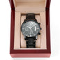 Customizable Engraved Black Chronograph Watch (Son, Father, Husband, Fiance, Boyfriend, Uncle, Son-in-law) - Upload your own design!