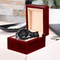 Customizable Engraved Black Chronograph Watch (Son, Father, Husband, Fiance, Boyfriend, Uncle, Son-in-law) - Upload your own design!