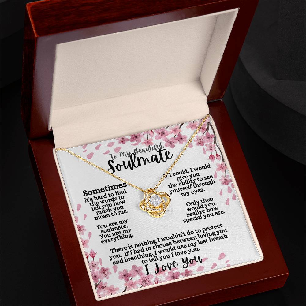 To My Beautiful Soulmate (Cherry Blossum) - Love Knot Necklace