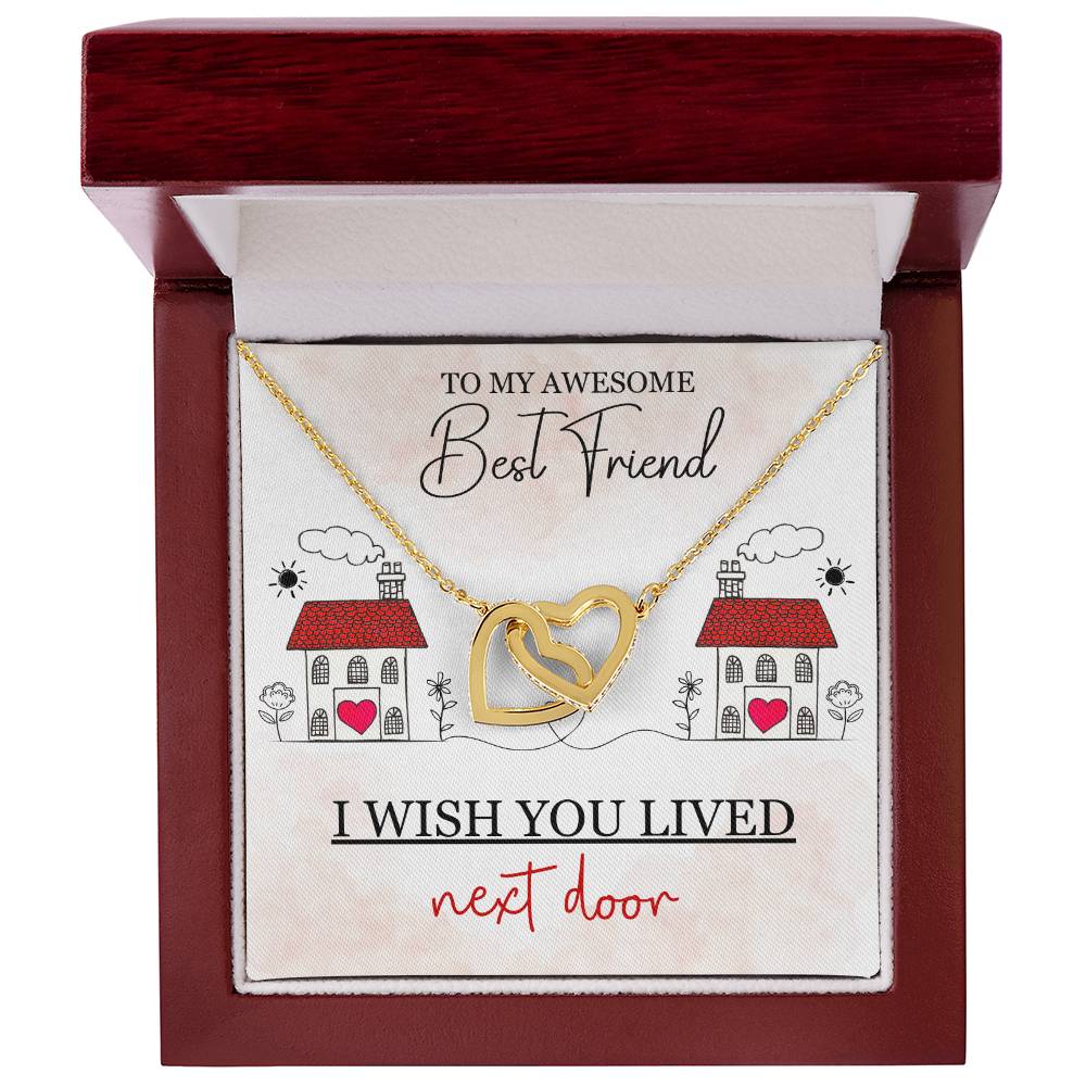 To My Best Friend / Bestie (Next Door) - Interlocking Heart Necklace