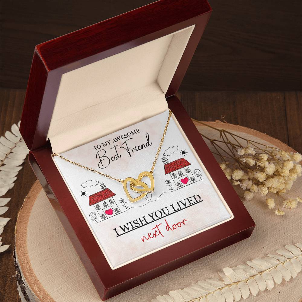 To My Best Friend / Bestie (Next Door) - Interlocking Heart Necklace