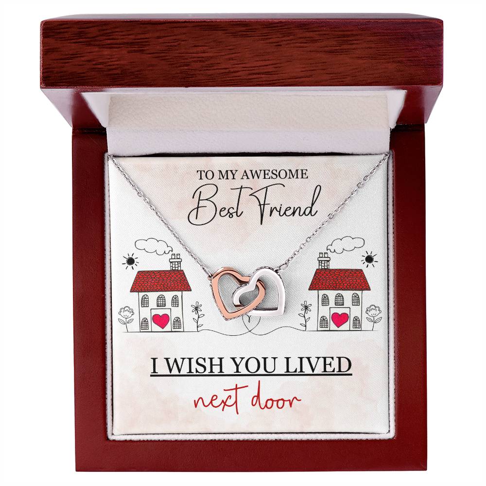 To My Best Friend / Bestie (Next Door) - Interlocking Heart Necklace