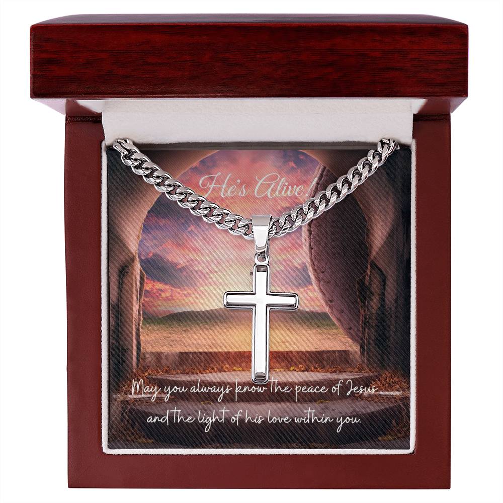 He's Alive (Easter) - Cuban Chain with Cross Necklace