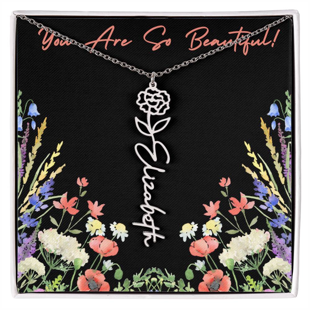 You are so Beautiful (For Birthday / Christmas / Valentines DAy- For Mother, Daughter, Sister, Niece, Bestie, Daughter in Law, Grandmother) - Birth Flower Necklace