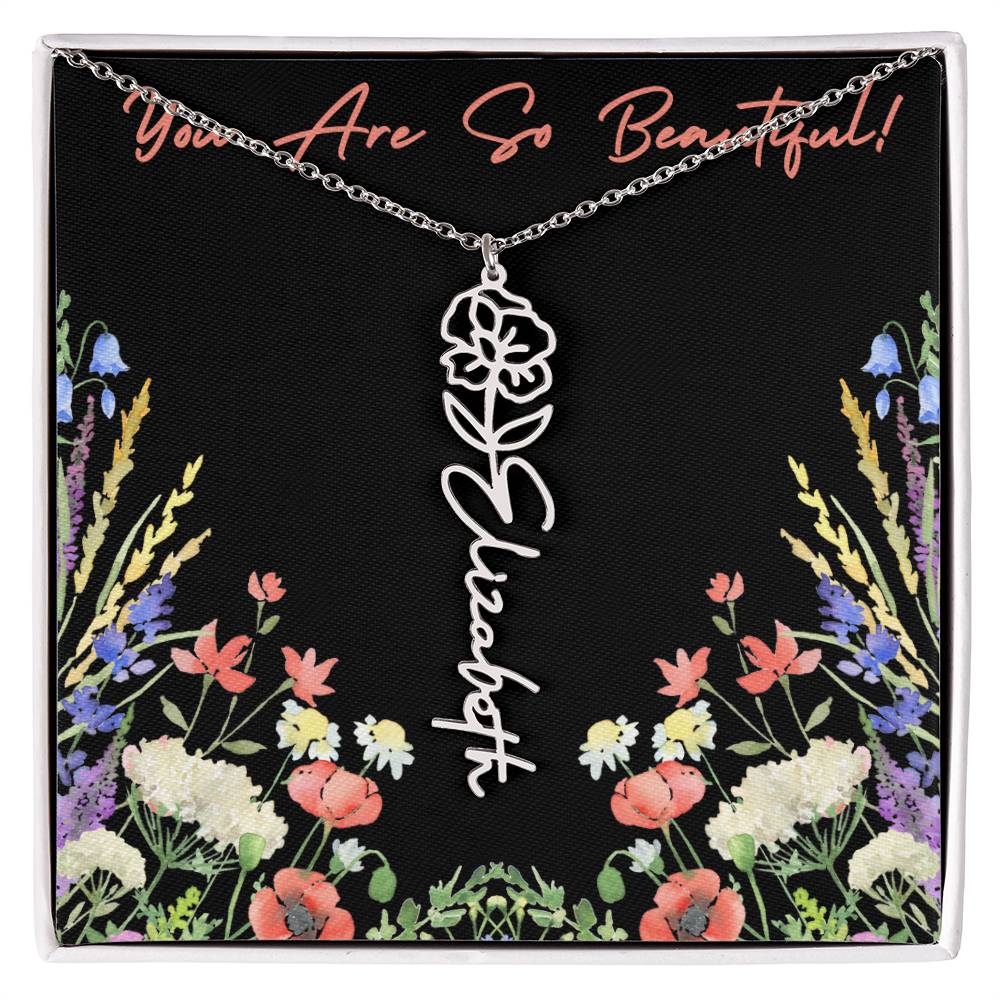 You are so Beautiful (For Birthday / Christmas / Valentines DAy- For Mother, Daughter, Sister, Niece, Bestie, Daughter in Law, Grandmother) - Birth Flower Necklace