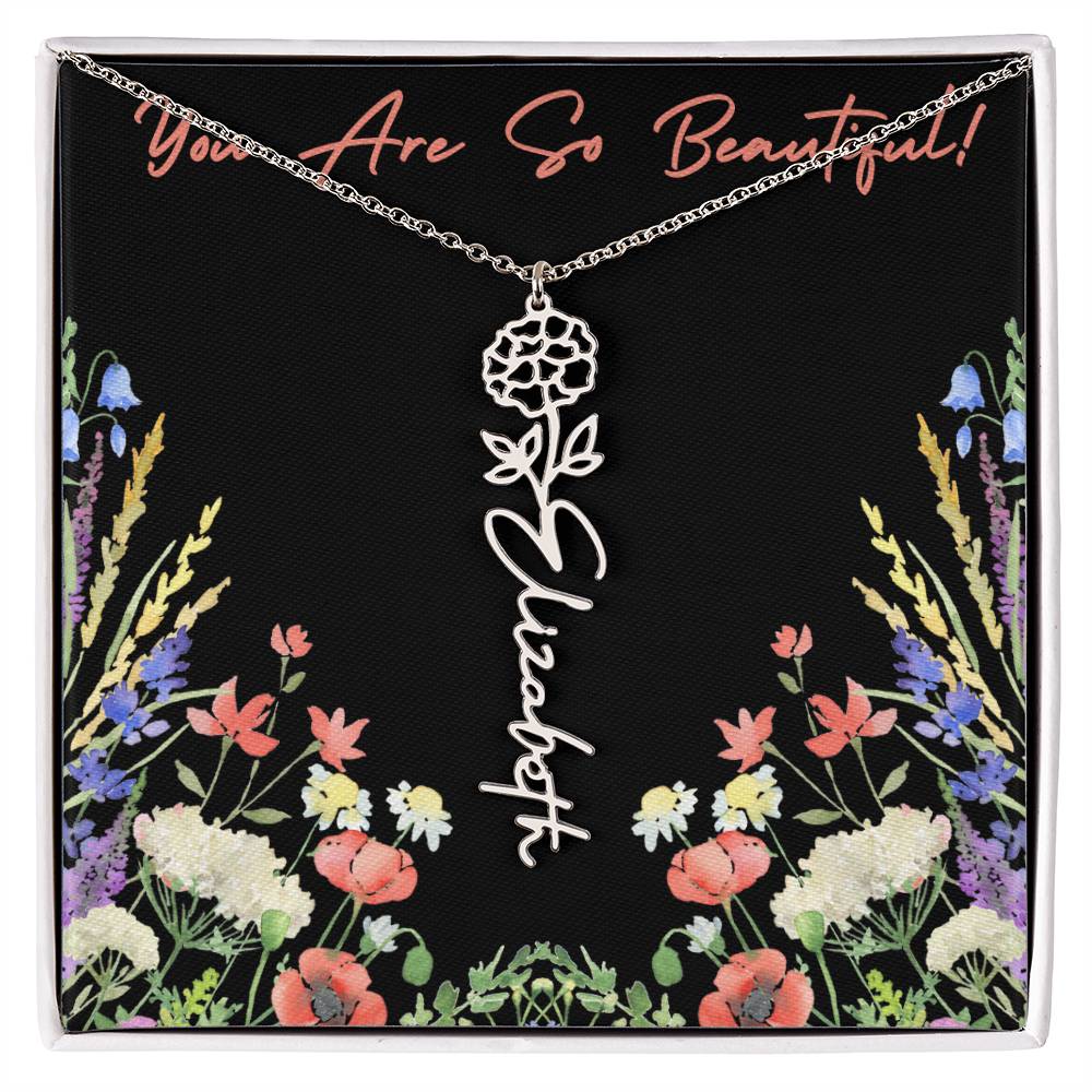 You are so Beautiful (For Birthday / Christmas / Valentines DAy- For Mother, Daughter, Sister, Niece, Bestie, Daughter in Law, Grandmother) - Birth Flower Necklace