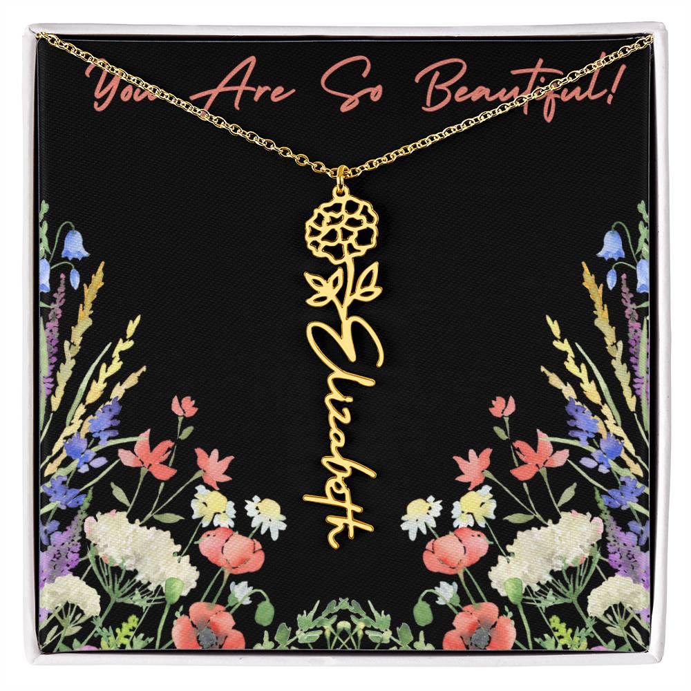 You are so Beautiful (For Birthday / Christmas / Valentines DAy- For Mother, Daughter, Sister, Niece, Bestie, Daughter in Law, Grandmother) - Birth Flower Necklace