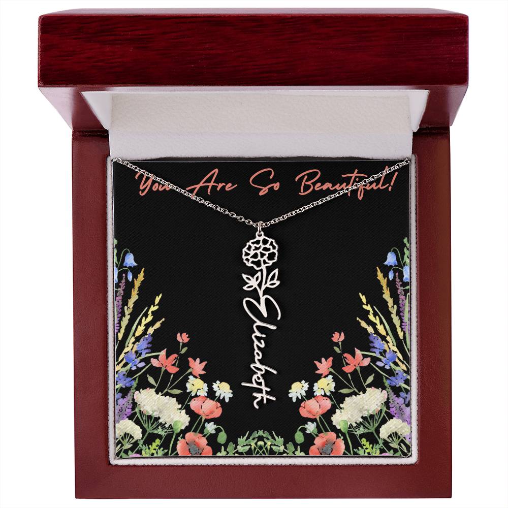 You are so Beautiful (For Birthday / Christmas / Valentines DAy- For Mother, Daughter, Sister, Niece, Bestie, Daughter in Law, Grandmother) - Birth Flower Necklace