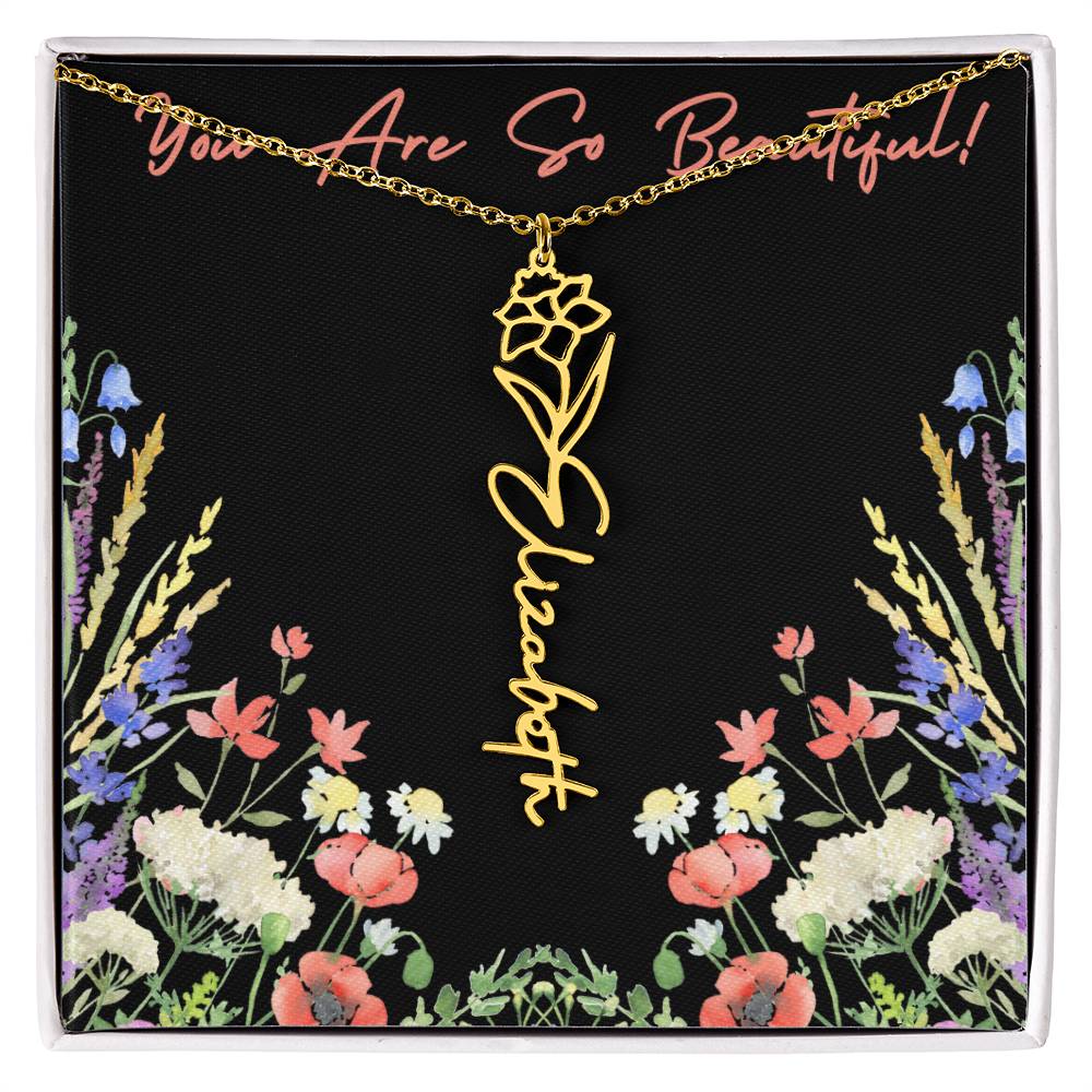 You are so Beautiful (For Birthday / Christmas / Valentines DAy- For Mother, Daughter, Sister, Niece, Bestie, Daughter in Law, Grandmother) - Birth Flower Necklace