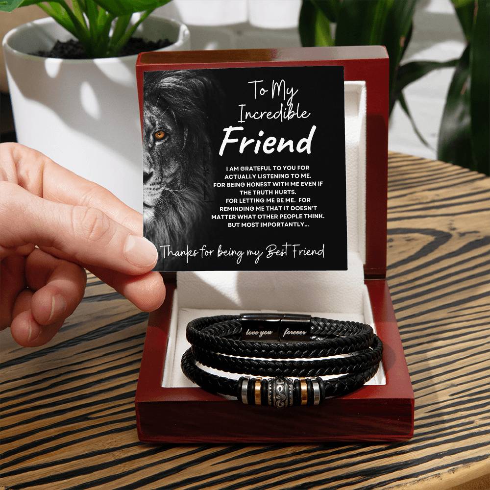 To My Incredible Friend (Male Lion) Best Friend - Forever Love Bracelet