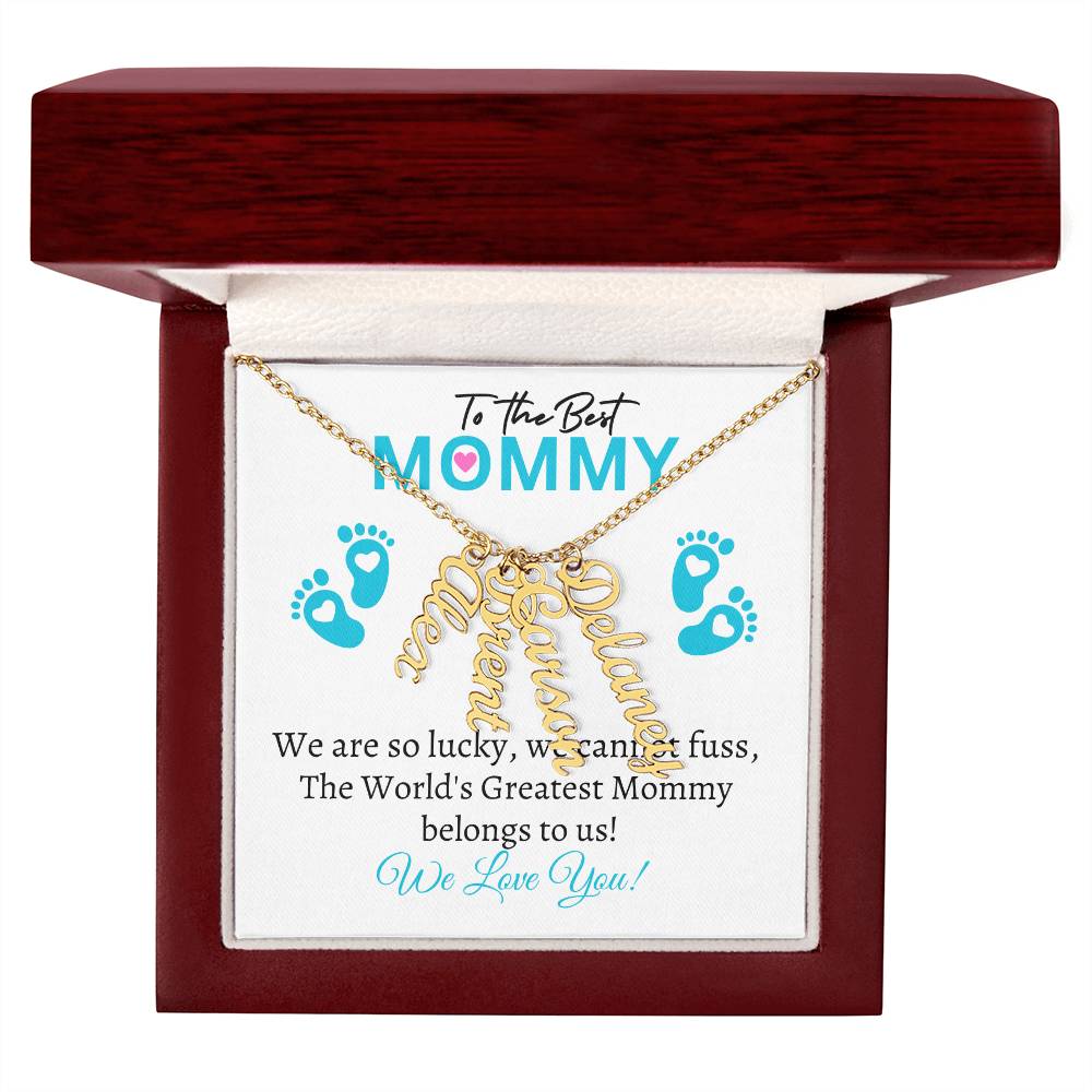 To the Best Mommy (New Mom / Twin / Triplets / Quads - Boys) - Multiple Name Necklace
