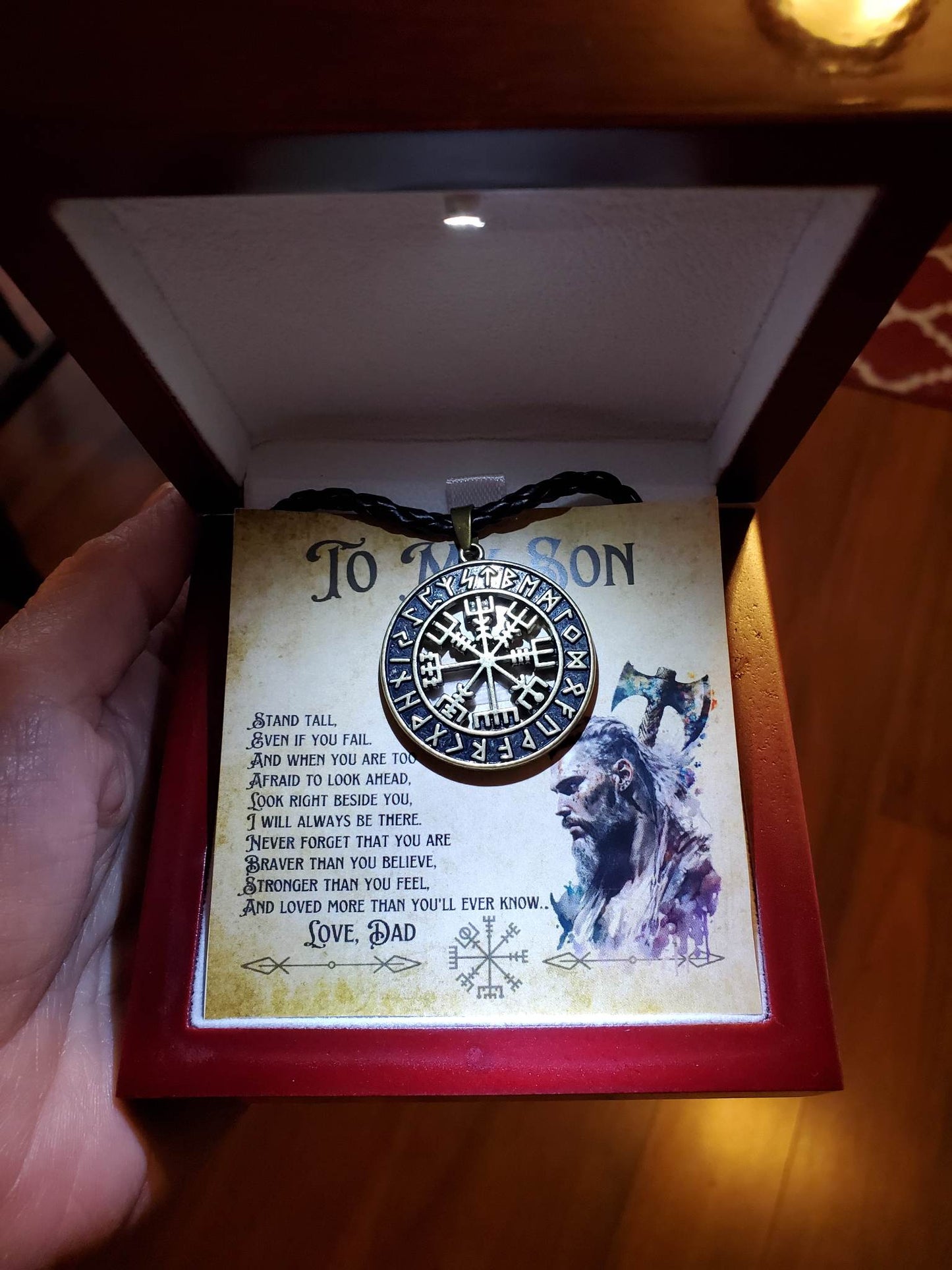 To My Son from Dad (Viking Color) - Bronze Viking Compass Medallion