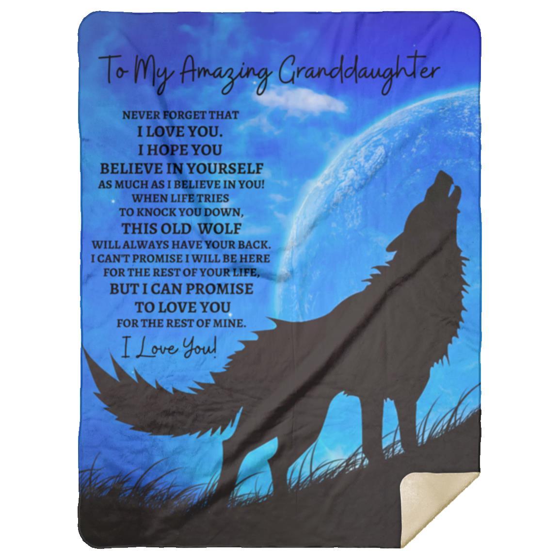 To My Amazing Granddaughter (Howling Wolf) Cozy Plush Fleece Blanket - 50x60