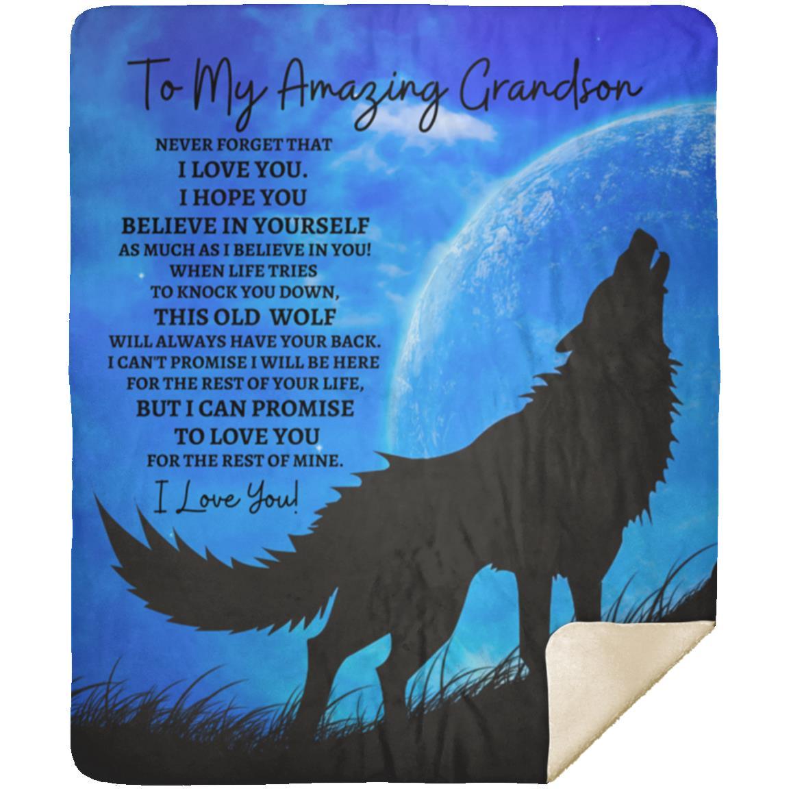 To My Amazing Grandson (Howling Wolf) Blanket