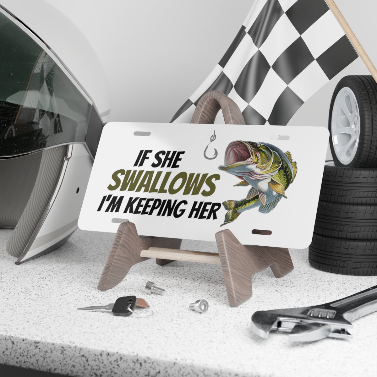 I'm Keeping Her (Green Bass / Fish) - Vanity Plate