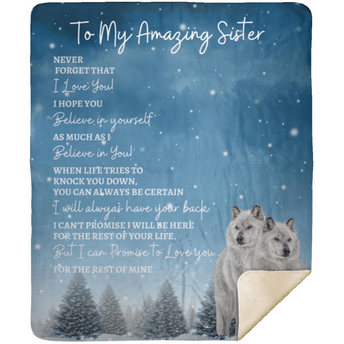 To My Amazing Sister (Artic Wolves) Blanket