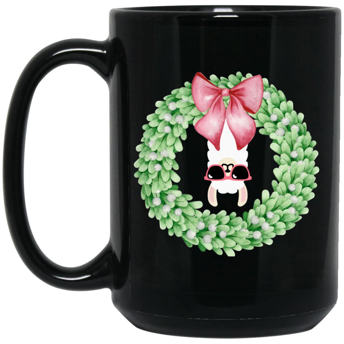 Merry Christmas ! (Llama) - BM15OZ 15 oz. Black Mug