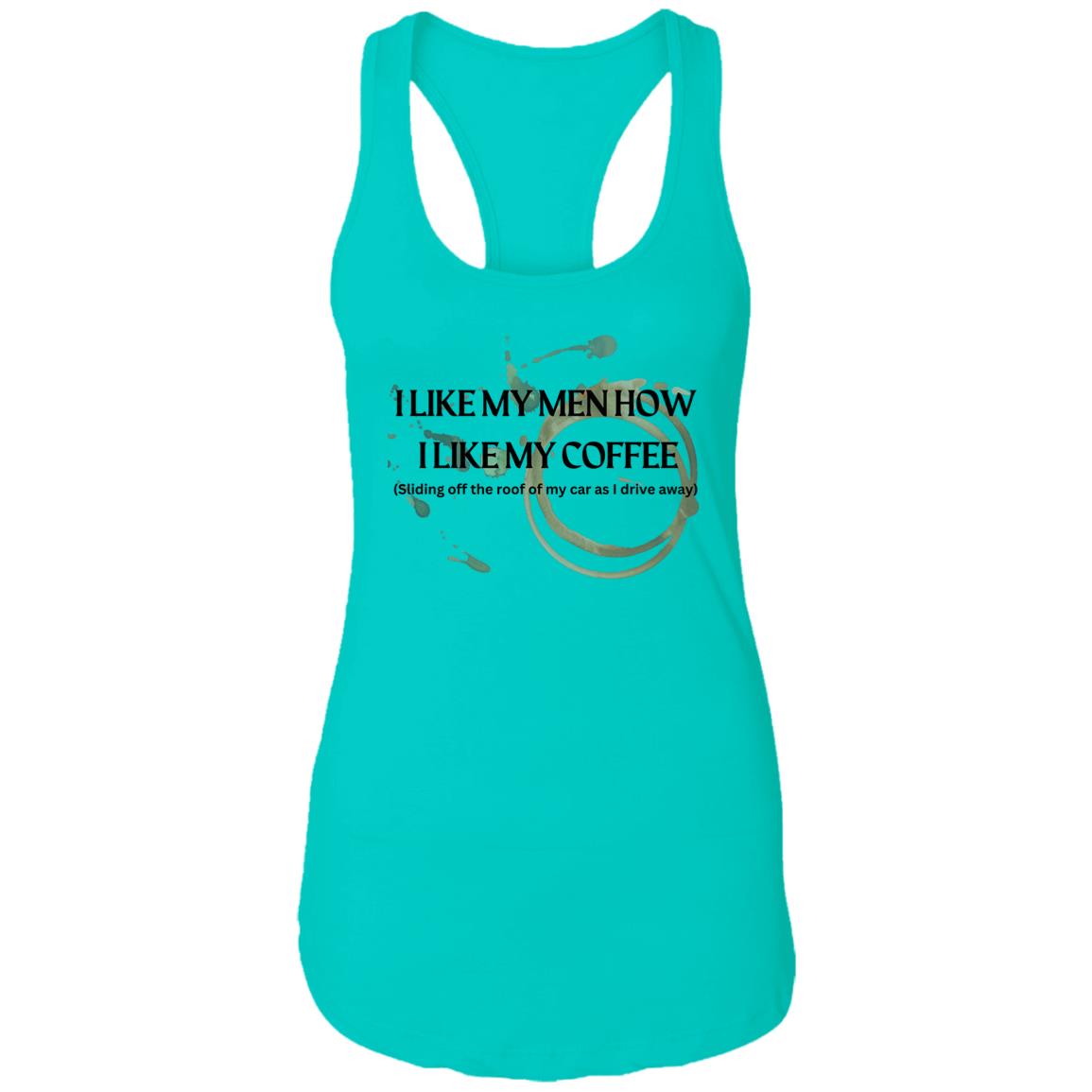 How I like My Men (Coffee)-Ladies Ideal Racerback Tank