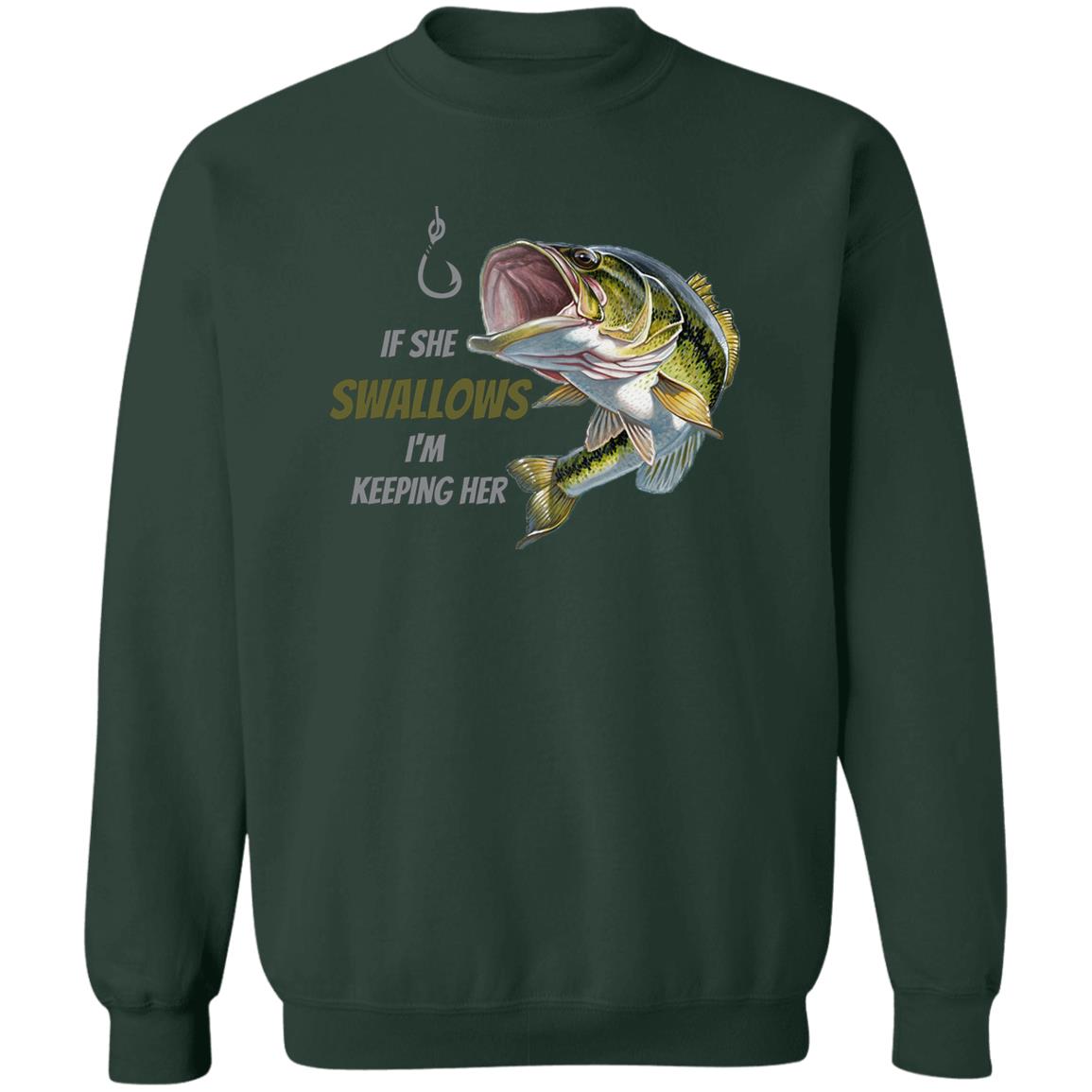 I'm Keeping Her - (Green Fish) - Z65x Pullover Crewneck Sweatshirt 8 oz (Closeout)
