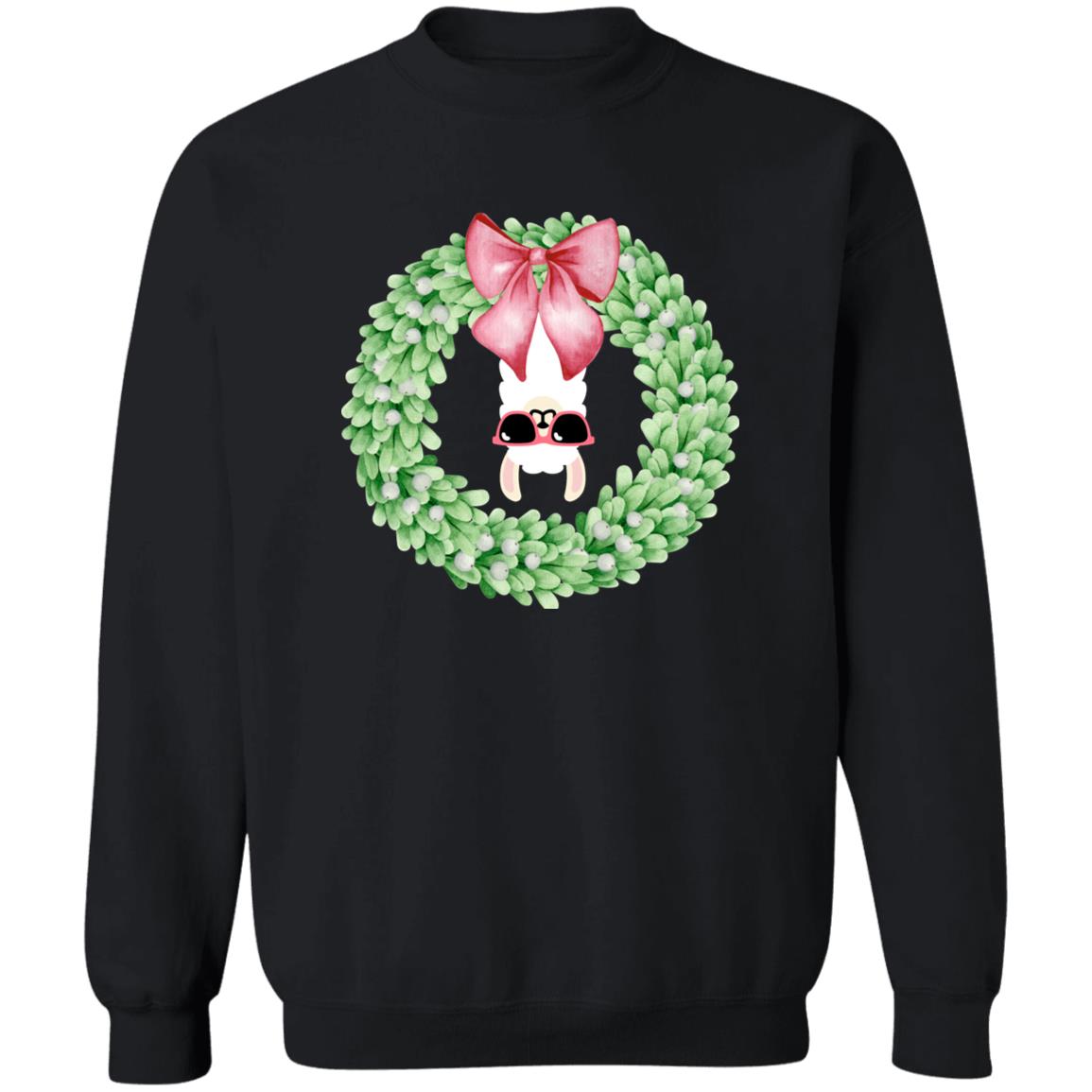 Llama Wreath Christmas - G180 Crewneck Pullover Sweatshirt