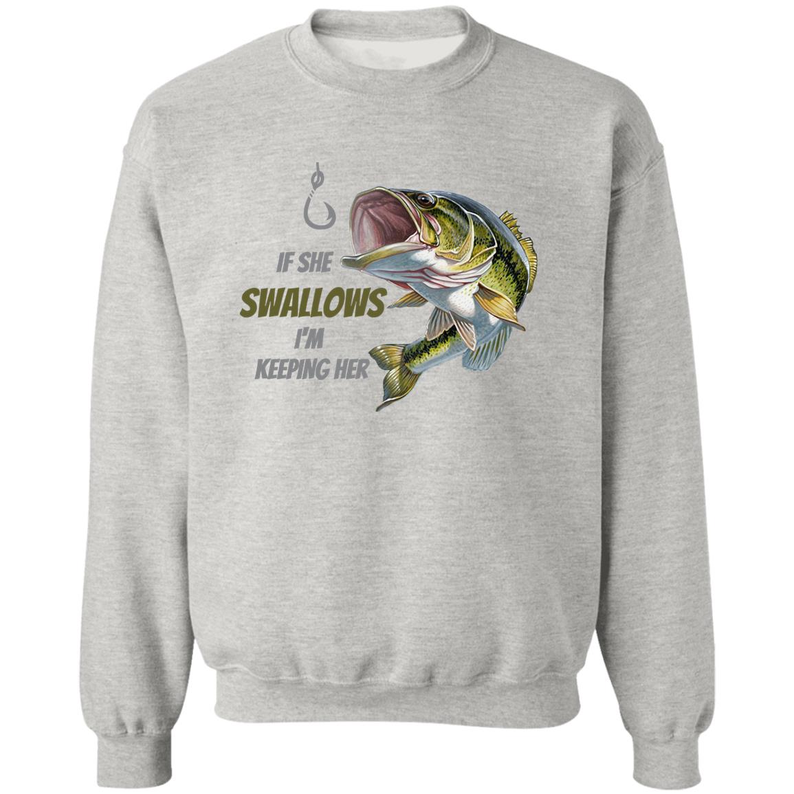 I'm Keeping Her - (Green Fish) - Z65x Pullover Crewneck Sweatshirt 8 oz (Closeout)