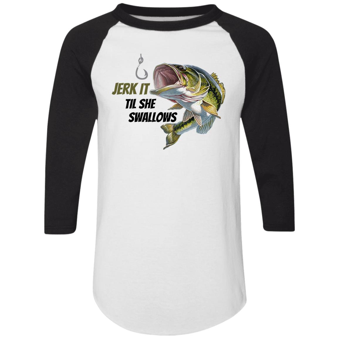 Jerk it - Green Bass Fish- 4420 Colorblock Raglan Jersey
