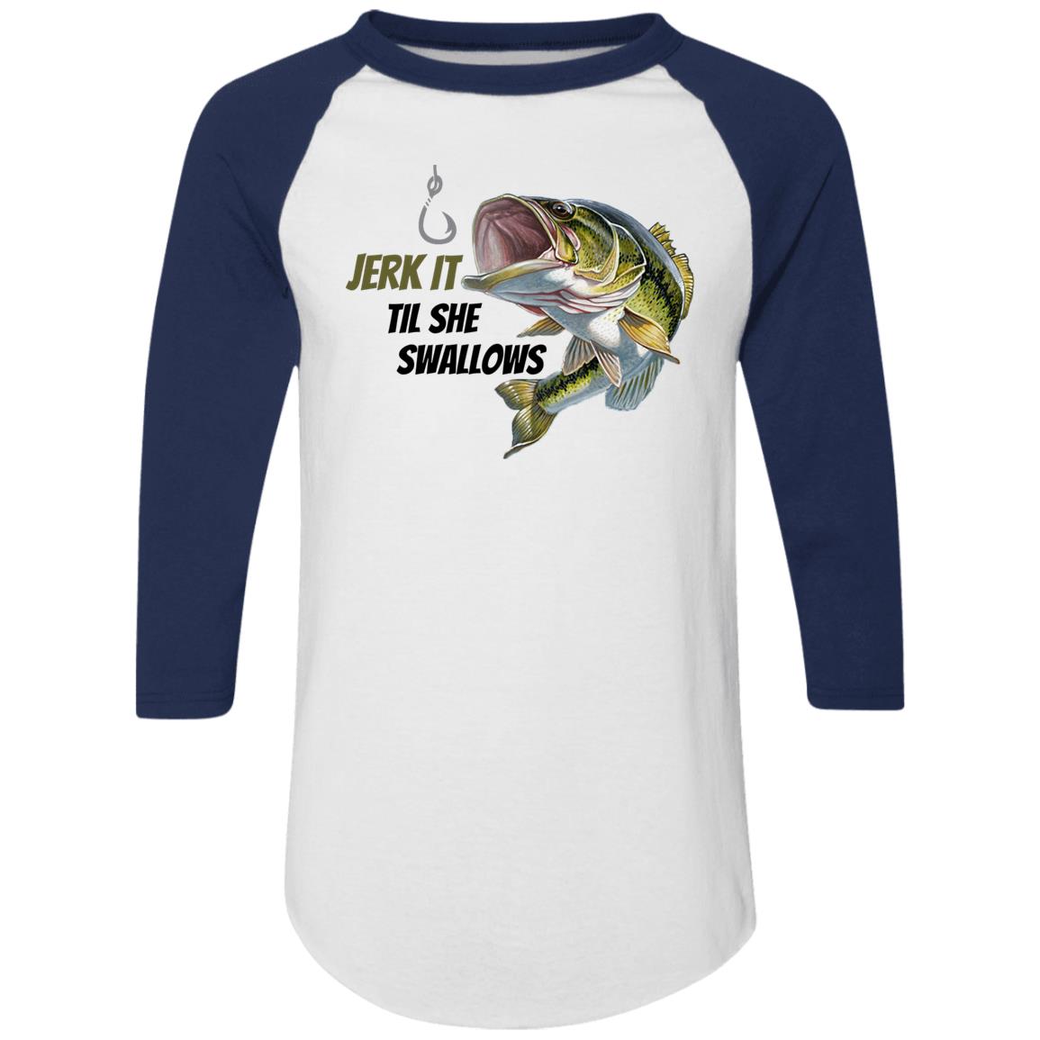 Jerk it - Green Bass Fish- 4420 Colorblock Raglan Jersey
