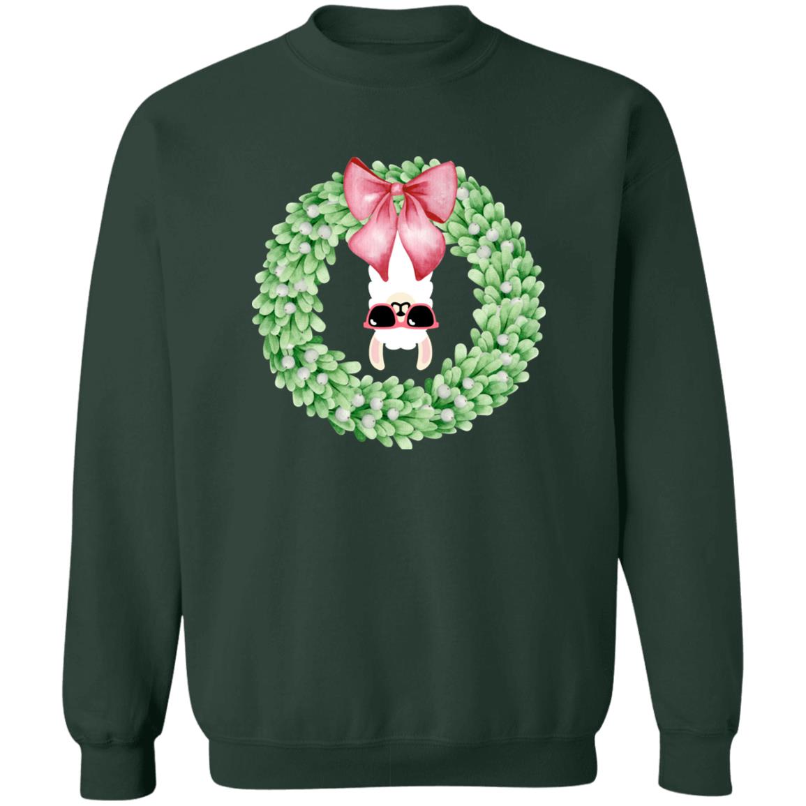 Llama Wreath Christmas - G180 Crewneck Pullover Sweatshirt