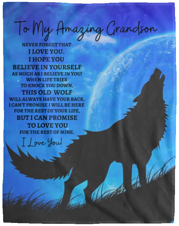 To My Amazing Grandson (Howling Wolf) Blanket