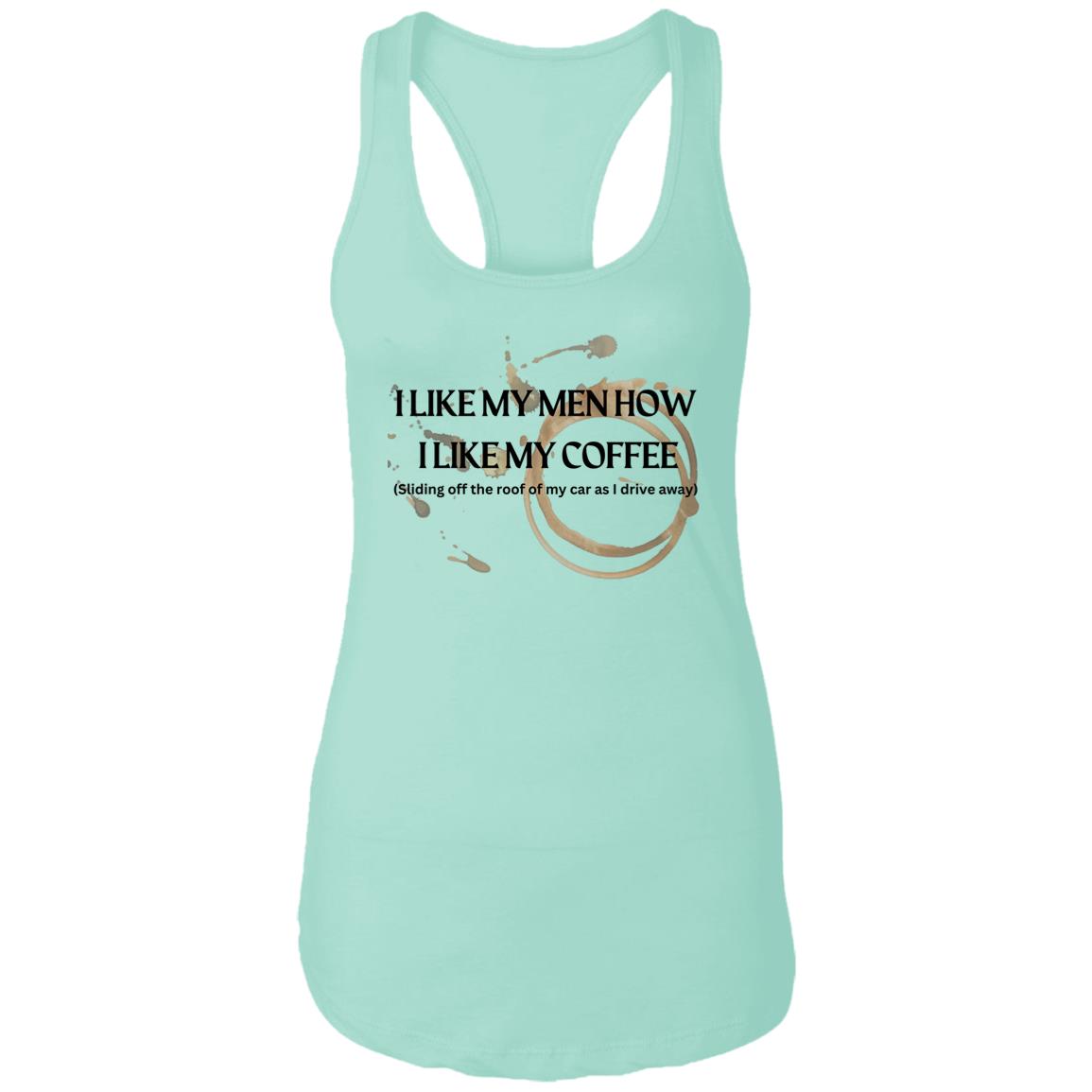 How I like My Men (Coffee)-Ladies Ideal Racerback Tank
