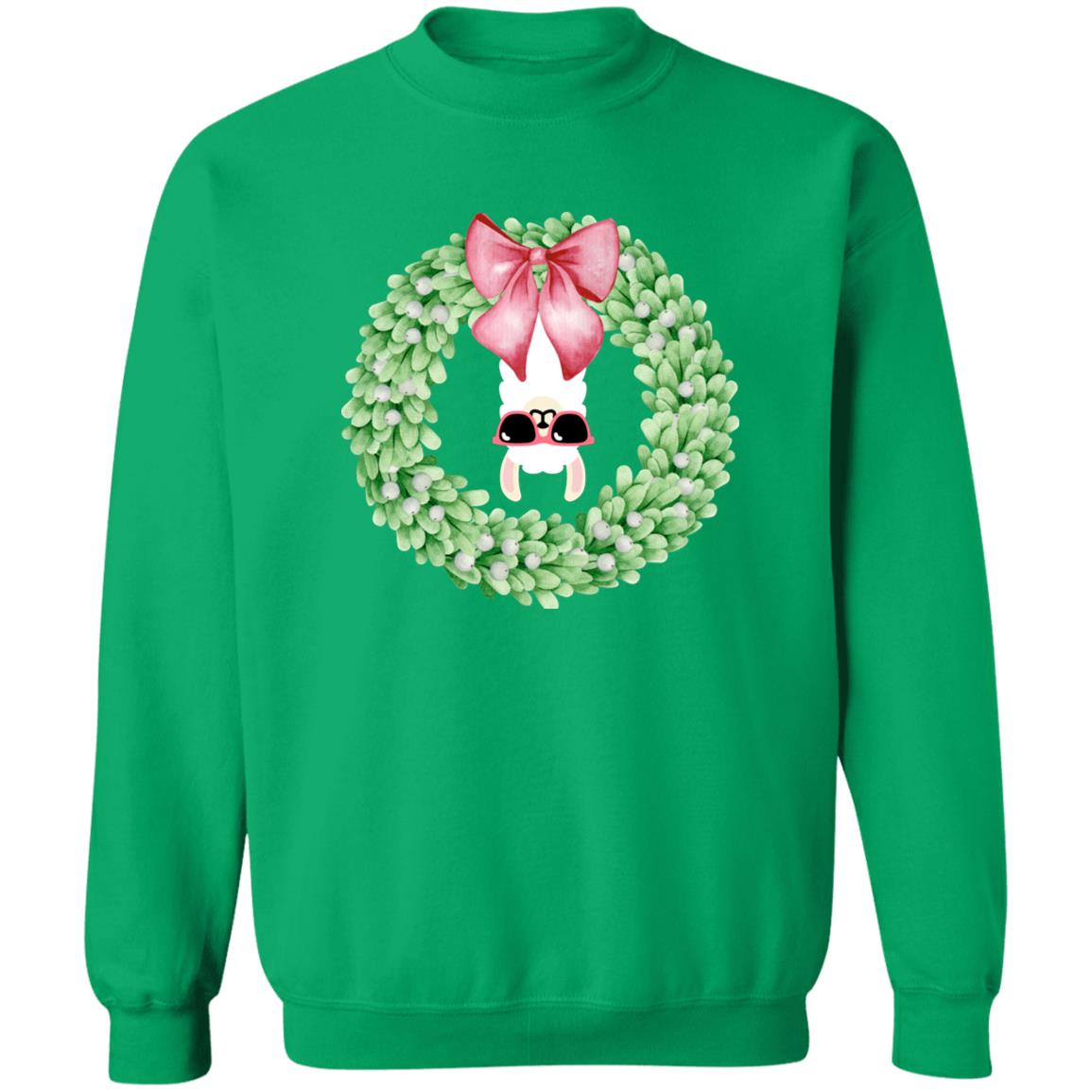 Llama Wreath Christmas - G180 Crewneck Pullover Sweatshirt