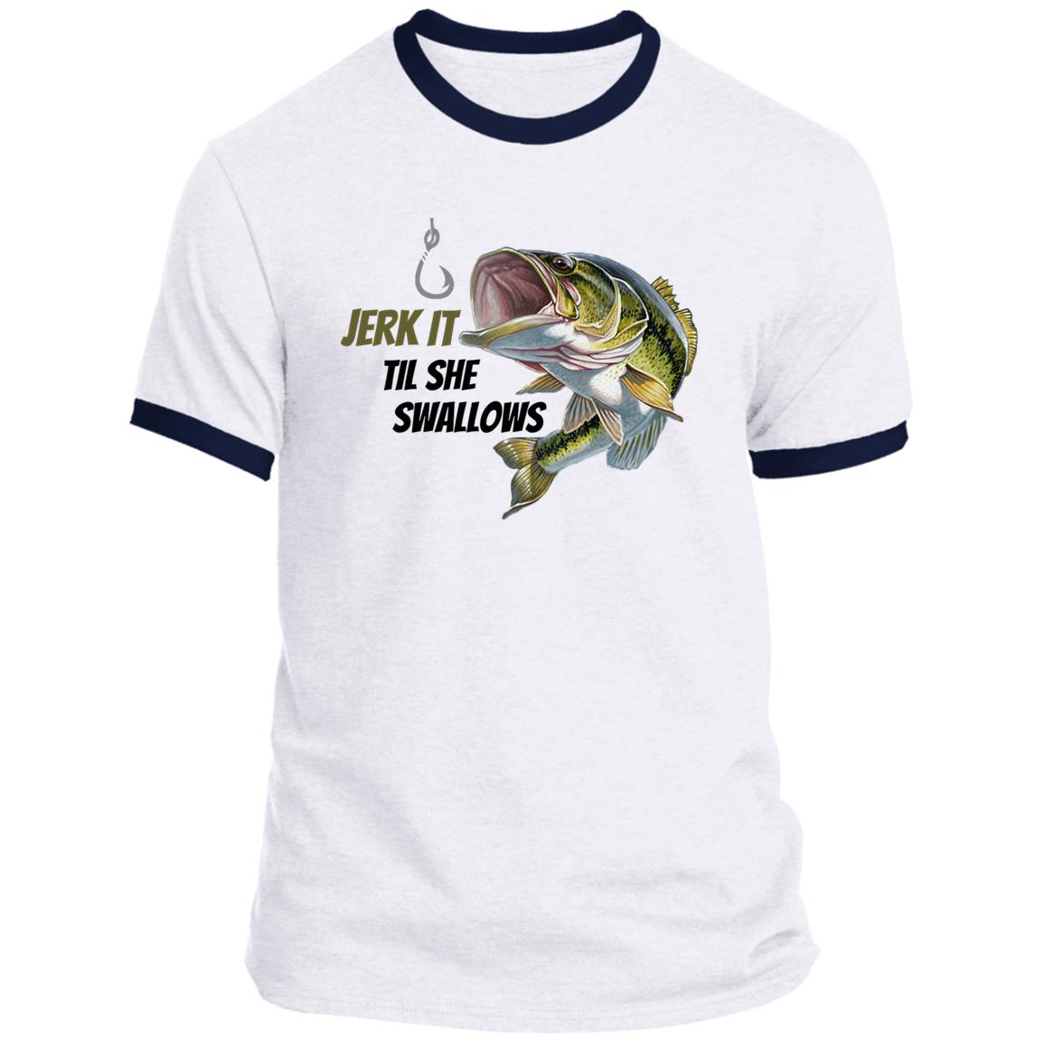 Jerk it - Green Bass Fish- PC54R Ringer Tee