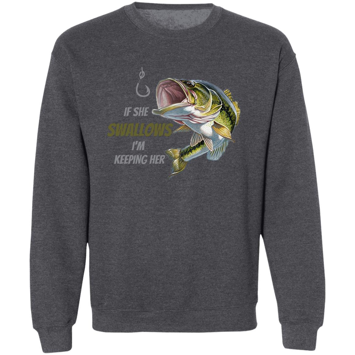 I'm Keeping Her - (Green Fish) - Z65x Pullover Crewneck Sweatshirt 8 oz (Closeout)