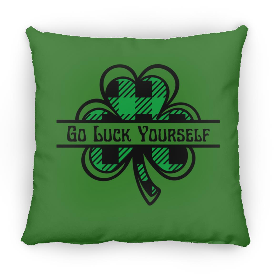 Go Luck Yourself Plaid (St Patrick's Day) -Medium Square Pillow