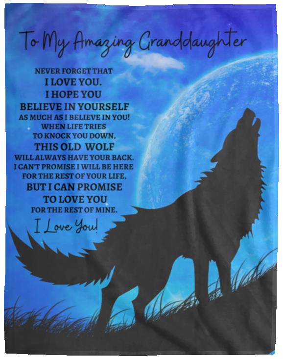 To My Amazing Granddaughter (Howling Wolf) Cozy Plush Fleece Blanket - 50x60