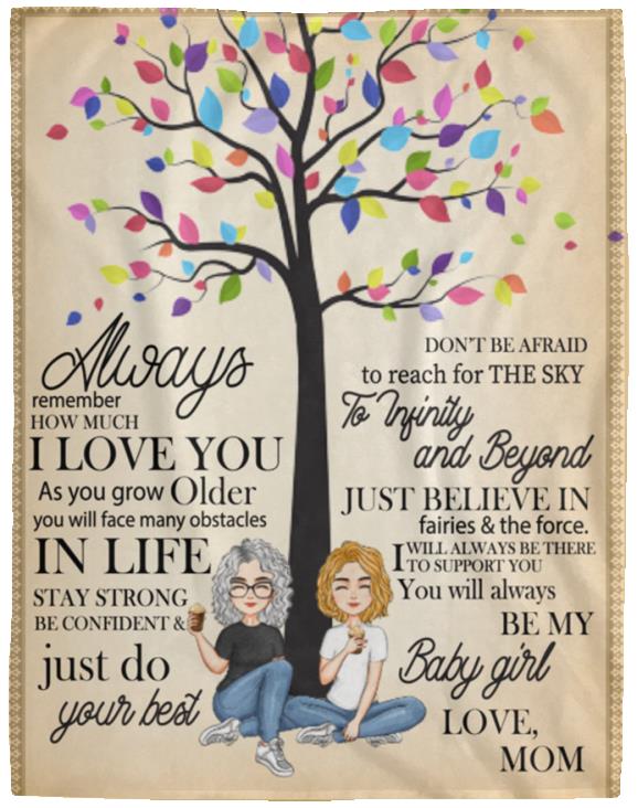 To Daughter from Mom (Tree) Cozy Plush Fleece Blanket - 60x80