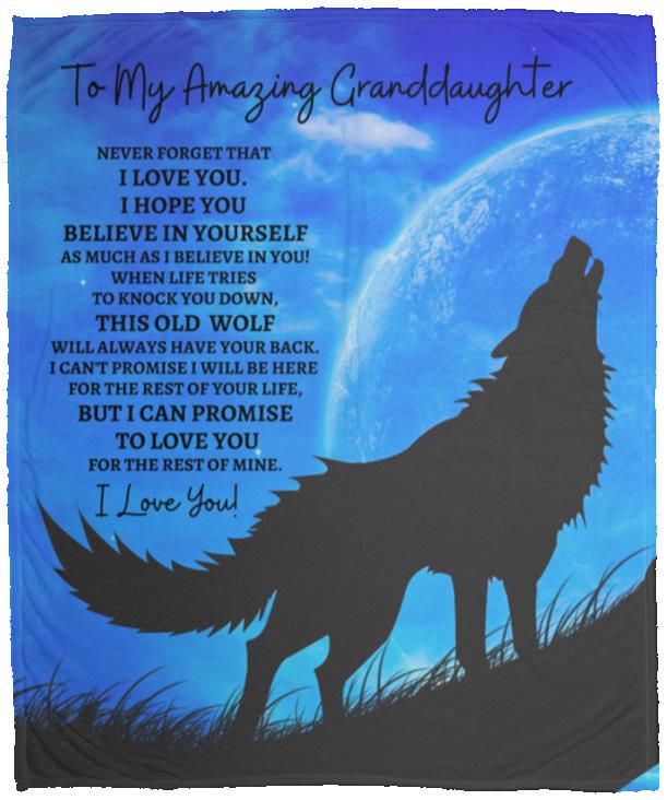To My Amazing Granddaughter (Howling Wolf) Cozy Plush Fleece Blanket - 50x60